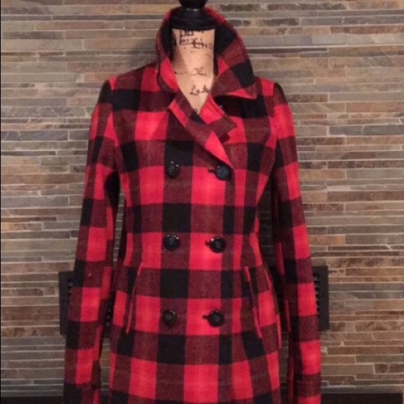 Old Navy Jackets & Blazers - 🎉SALE🎉NEW Buffalo Plaid Peacoat - Medium red/Blk